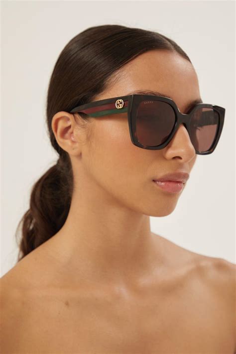 gucci dark havana glasses|Gucci oversized square sunglasses.